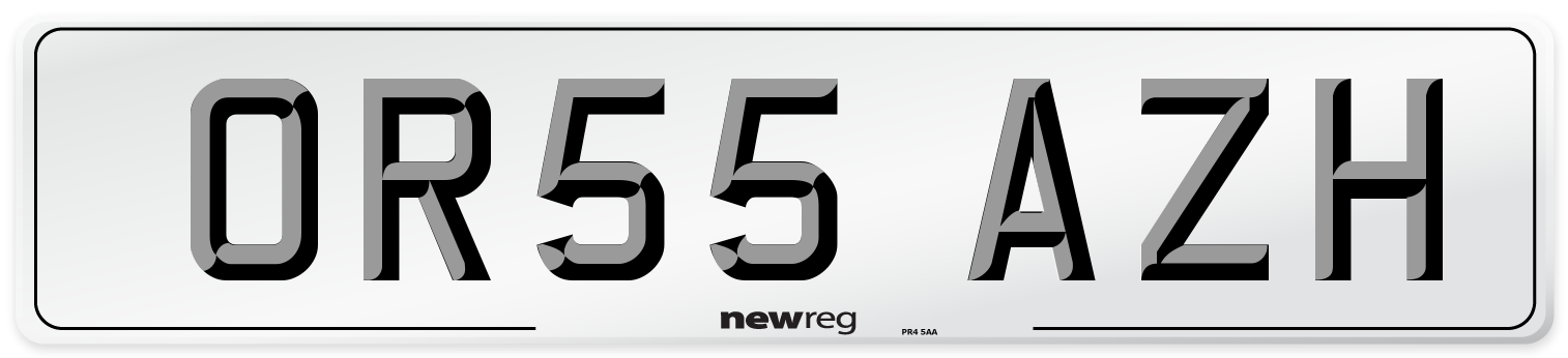 OR55 AZH Number Plate from New Reg